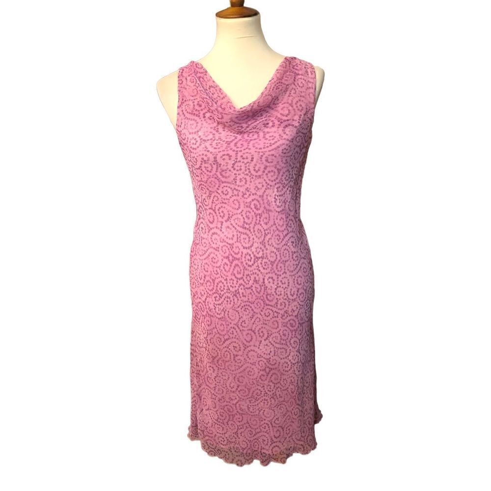 Hillary & Hanson Barbie pink chiffon midi sleeveless dress